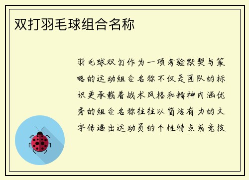 双打羽毛球组合名称