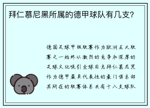 拜仁慕尼黑所属的德甲球队有几支？