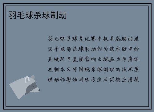 羽毛球杀球制动